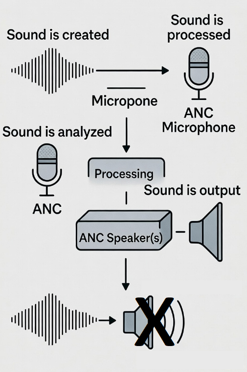 a diagram showing how sound cancellation works